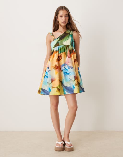 ASOS DESIGN - Robe courte et asymétrique à bretelle torsadée à imprimé fruits, 3 de 4