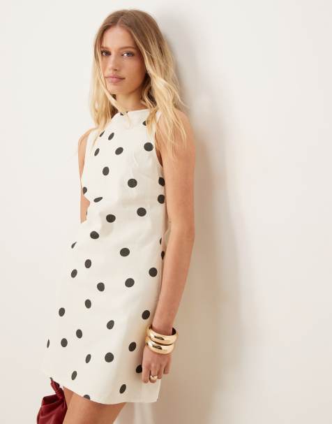 ASOS DESIGN - Robe courte et droite en denim à pois - view 1