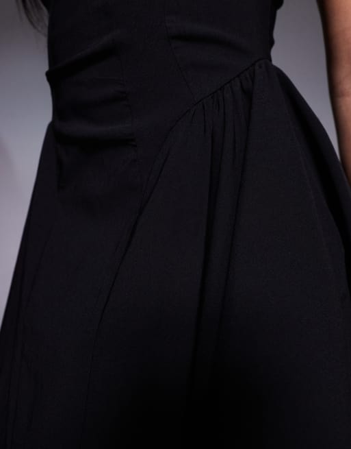 ASOS DESIGN - Robe courte fluide structurée en bengaline à encolure dégagée - Noir, 4 de 4