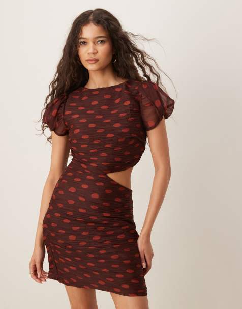 ASOS DESIGN - Robe courte froncée avec découpe sur le corsage - Imprimé à pois - view 1