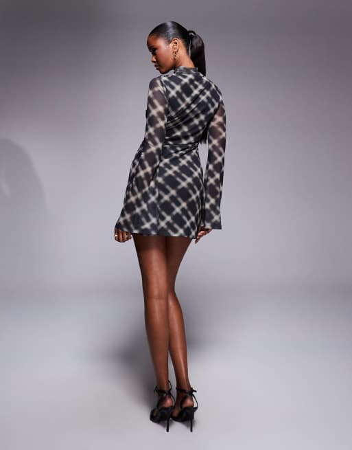ASOS DESIGN - Robe courte imprimée à manches évasées et col montant - Multicolore, 2 de 4