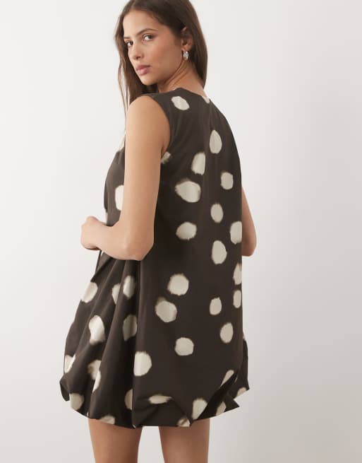 ASOS DESIGN robe courte sans manches à ourlet boule imprimé pois, 3 de 4