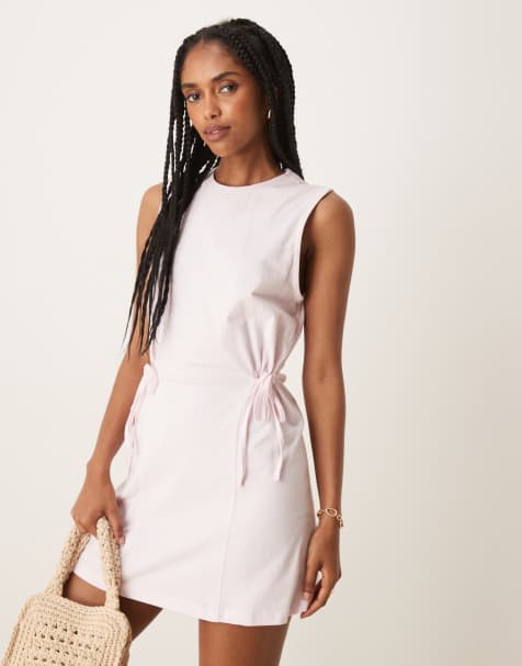 ASOS DESIGN - Robe courte sans manches à taille cintrée - Rose pastel - view 1