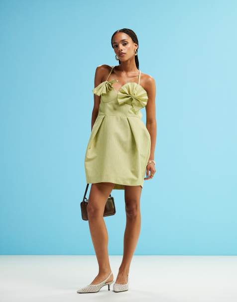 ASOS DESIGN - Robe courte structurée à bonnets en forme d'éventails - Vert clair - view 1
