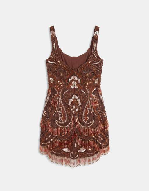ASOS DESIGN - Robe courte structurée à ornements - Marron, 7 de 7
