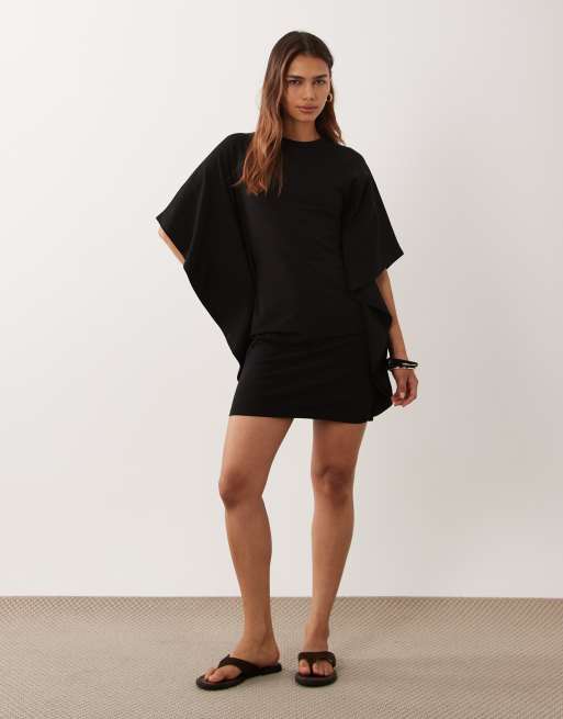 ASOS DESIGN - Robe courte style cape avec col polo - Noir, 2 de 4