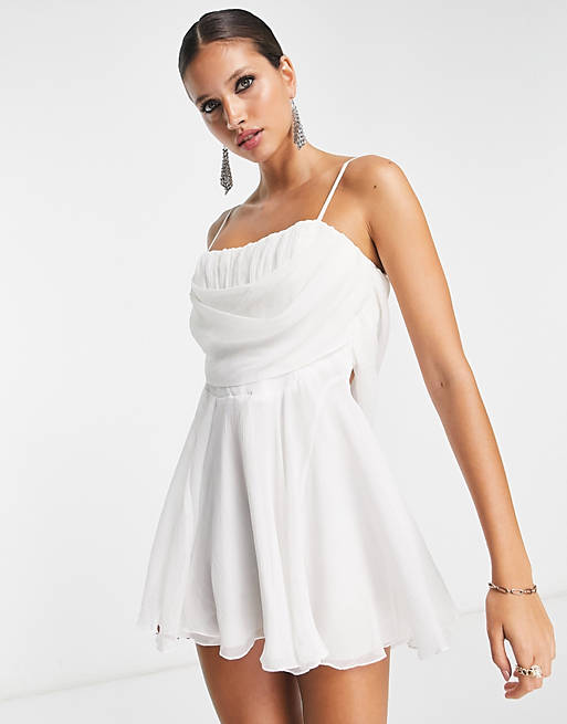 ASOS DESIGN - Robe courte style corset à col bénitier - Blanc