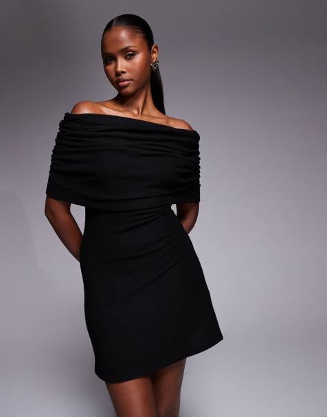 Robe Courte Femme En Velours - Encolure Carrée, Manches Longues, Boutons Volants - Tissu Extensible (95% Polyester, 5% élasthanne) - Taille S à L