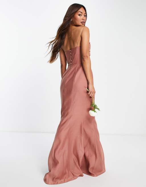 ASOS DESIGN - Robe de demoiselle d'honneur longue avec détail drapé et corset, 3 de 4