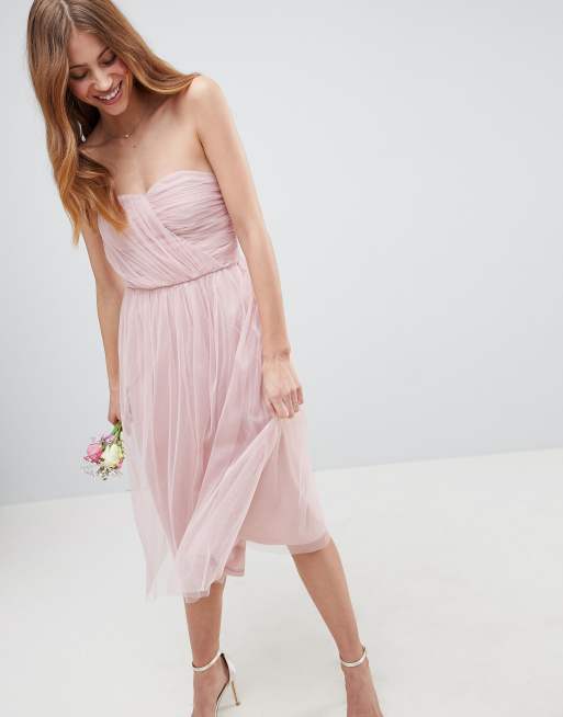 ASOS DESIGN - Robe de demoiselle d'honneur mi-longue en tulle à encolure bandeau