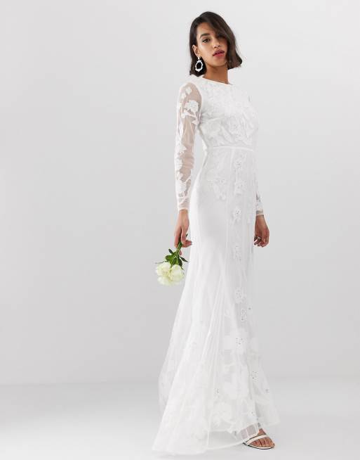 ASOS DESIGN - Robe de mariée à appliqués et ornements - Blanc, 4 de 4