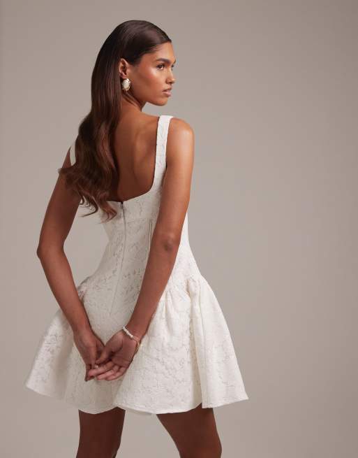 ASOS DESIGN - Robe de mariée courte en dentelle - Ivoire, 3 de 5
