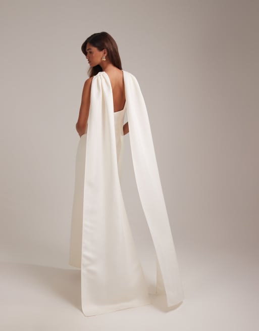 ASOS DESIGN - Robe de mariée longue à col montant avec traîne - Ivoire, 2 de 6