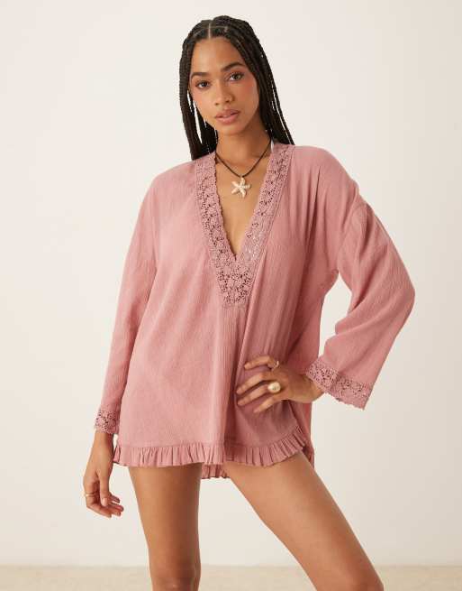 Robe Brodée Robe Broderie Anglaise Rose ASOS DESIGN Robe De Plage