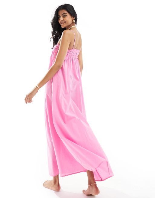 ASOS DESIGN Robe de plage longue coupe trapeze Rose ASOS