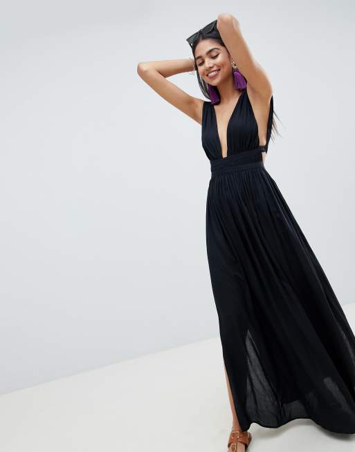 Asos Design Robe De Plage Longue Style Grec Avec Décolleté Plongeant