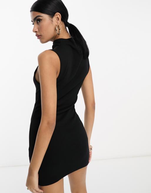 ASOS DESIGN Robe d bardeur courte et moulante col montant Noir