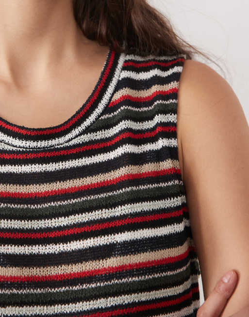 ASOS DESIGN - Robe débardeur longue et texturée avec fente sur le côté et rayures - Multicolore, 3 de 4
