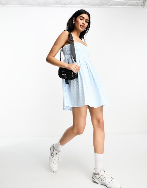 ASOS DESIGN Robe d'été babydoll courte en coton avec plis sur le