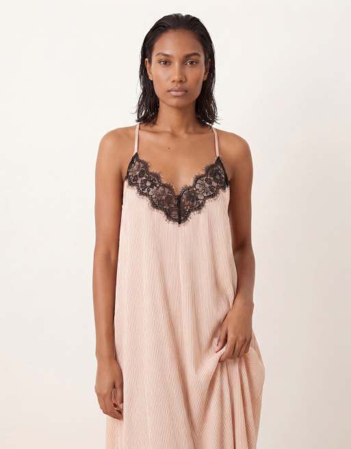 ASOS DESIGN - Robe d'été caraco longue et rayée à col en V avec superposition en dentelle , 2 de 4
