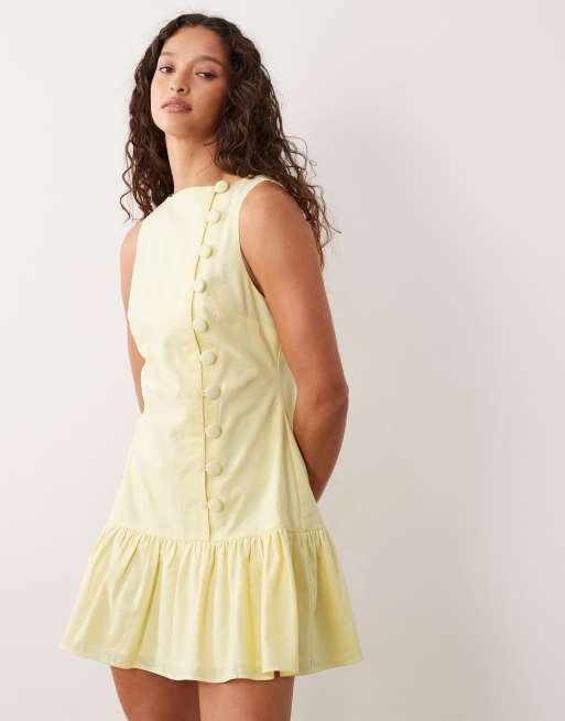 ASOS DESIGN - Robe d'été courte et asymétrique style veston avec encolure bateau et taille basse - Citron , 2 de 4