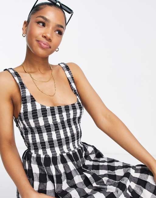 ASOS DESIGN Robe d t longue fronc e volants et carreaux