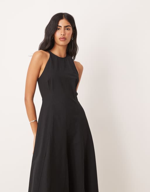 ASOS DESIGN - Robe d'été mi-longue à encolure bateau et coutures apparentes - Noir, 2 de 4