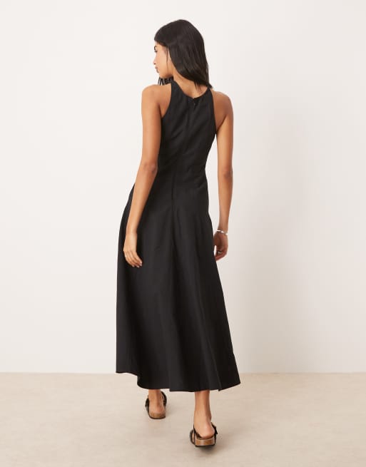 ASOS DESIGN - Robe d'été mi-longue à encolure bateau et coutures apparentes - Noir, 3 de 4