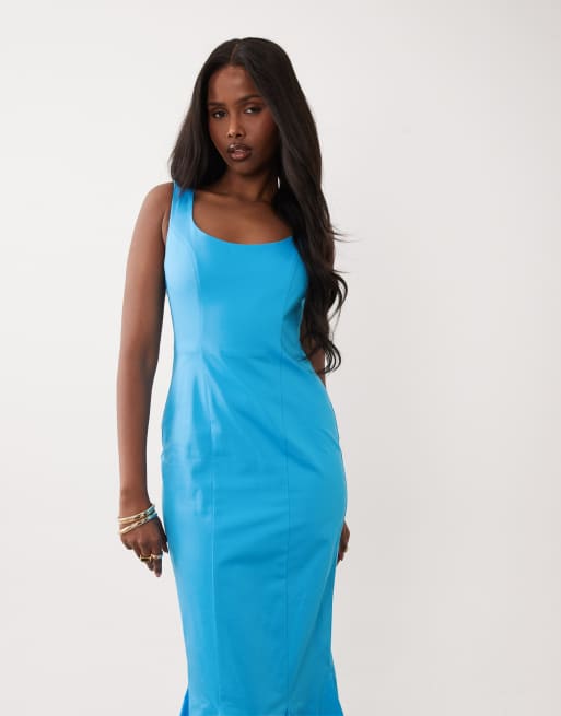 ASOS DESIGN - Robe d'été mi-longue à encolure dégagée et ourlet plongeant - Turquoise tropical , 3 de 4