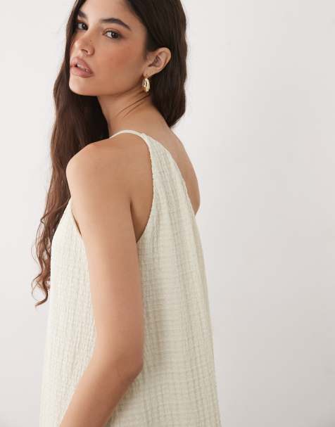 ASOS DESIGN - Robe d'été mi-longue asymétrique texturée - Kaki - view 1