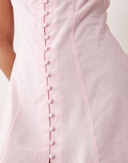 ASOS DESIGN - Robe d'été mi-longue boutonnée à encolure carrée - Rose sucre, 4 de 4