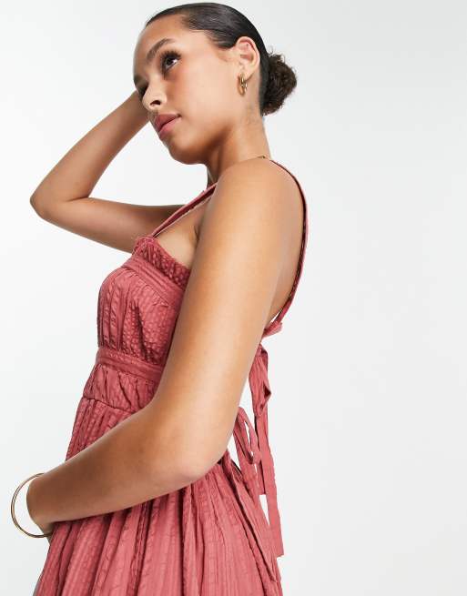ASOS DESIGN - Robe d'été mi-longue coupe patineuse à bretelles fines - Rouille, 3 de 4
