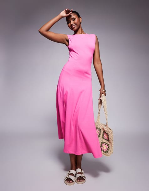 ASOS DESIGN - Robe d'été sans manches et mi-longue en coton - Rouge - view 1