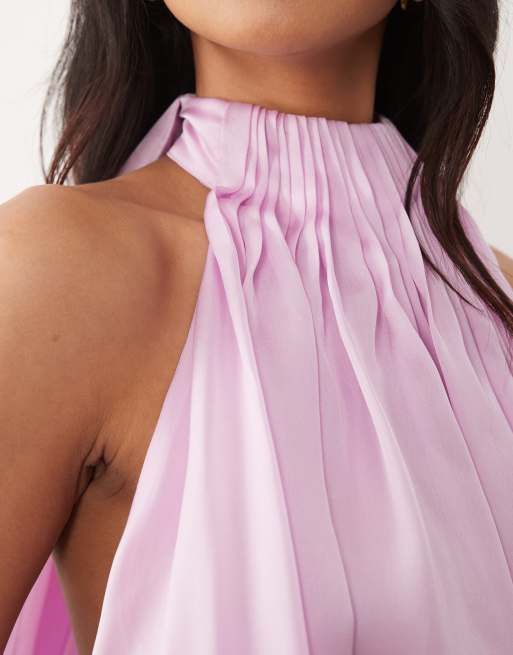ASOS DESIGN - Robe dos nu courte et bouffante en satin effet superposé - Rose, 2 de 4