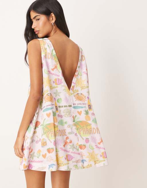 ASOS DESIGN - Robe droite à décolleté en V plongeant avec imprimé tropical, 4 de 4