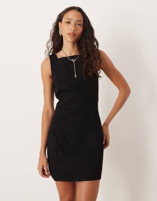 Robe droite en jean à encolure carrée - Noir délavé 42
