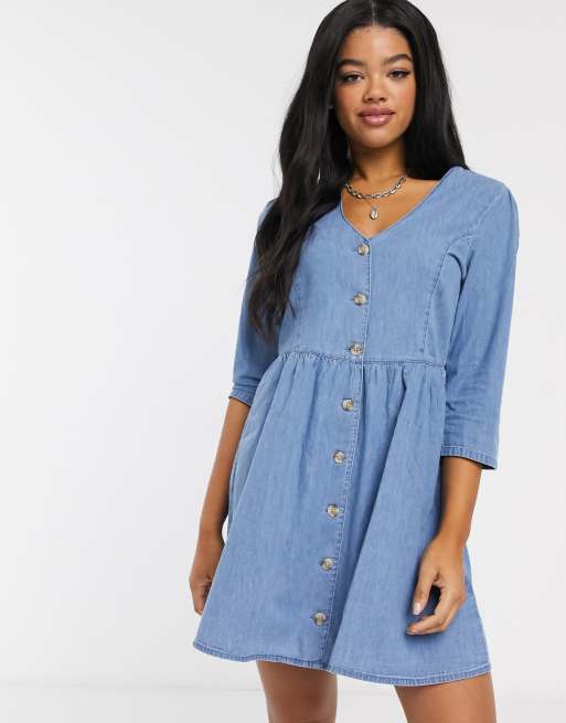 ASOS DESIGN Robe en jean souple Bleu delave moyen