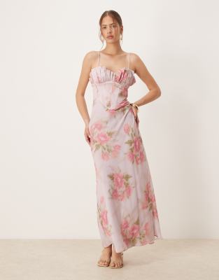 ASOS DESIGN - Robe hybride courte avec imprimé fleuri et taille corsetée - Rose | ASOS