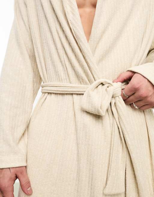 ASOS DESIGN robe in beige textured rib