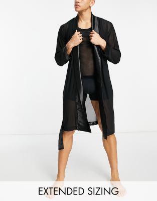 ASOS DESIGN robe in black mesh - part of a set
