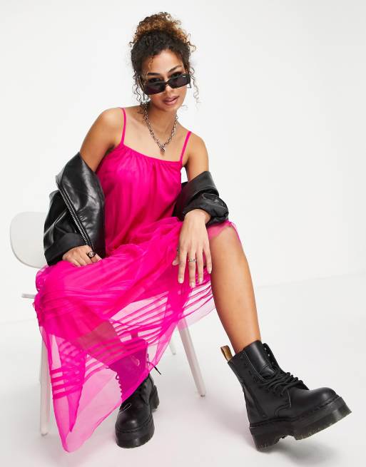 ASOS DESIGN - Robe longue à bretelles fines - Rose vif