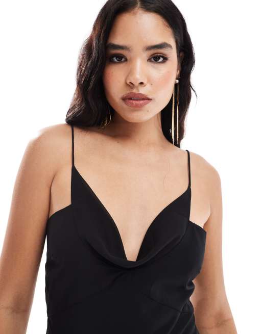 ASOS DESIGN - Robe longue à col bénitier et coutures apparentes - Noir, 4 de 4