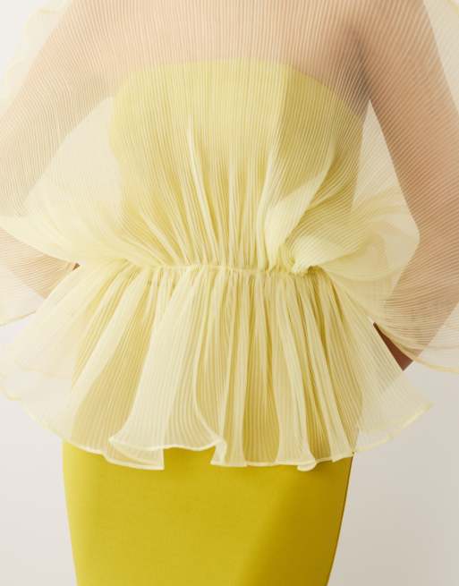 ASOS DESIGN - Robe longue à corsage plissé en crépon stretch contrastant - Vert, 2 de 4