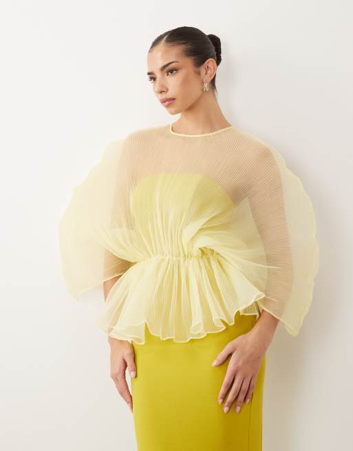 ASOS DESIGN - Robe longue à corsage plissé en crépon stretch contrastant - Vert, 4 de 4