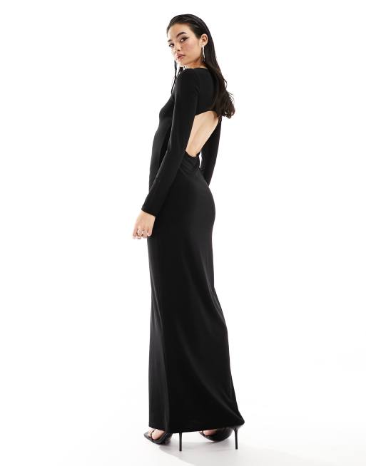ASOS DESIGN - Robe longue à découpe au dos - Noir