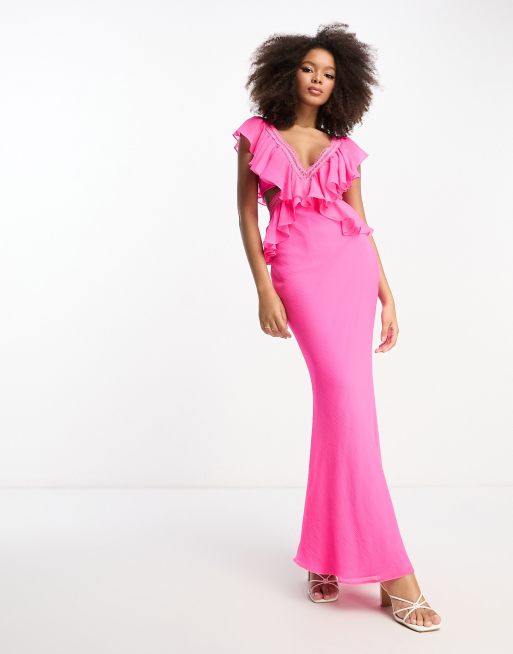 Asos robe longue rose sale