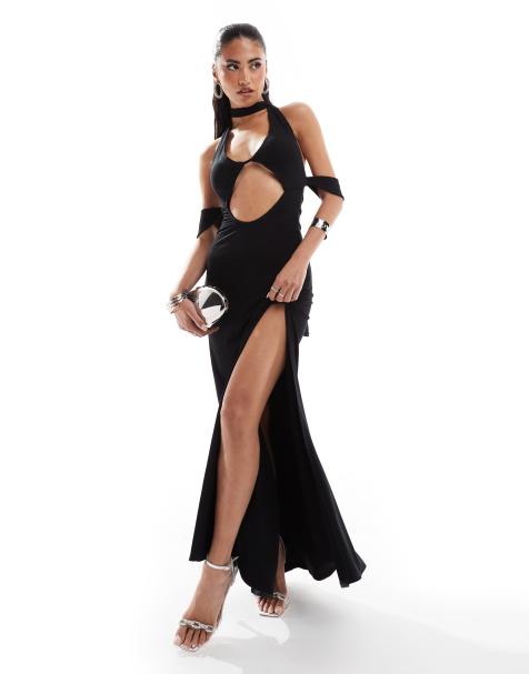 ASOS DESIGN - Robe longue à découpes et épaules dénudées - Noir - view 1