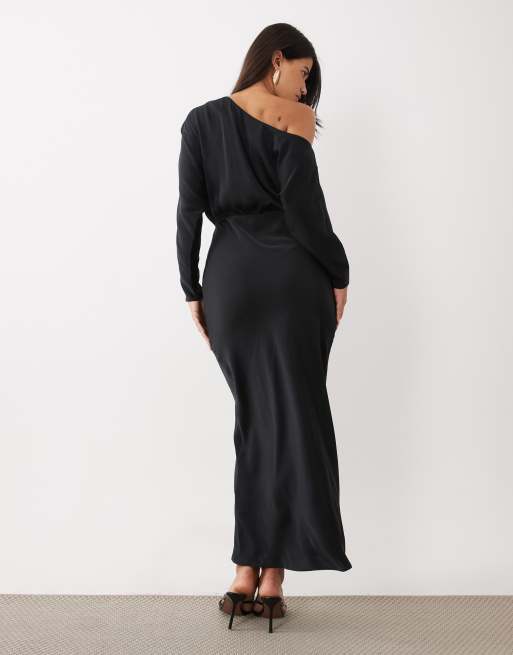 ASOS DESIGN robe longue à épaules tombantes noire, 3 de 4