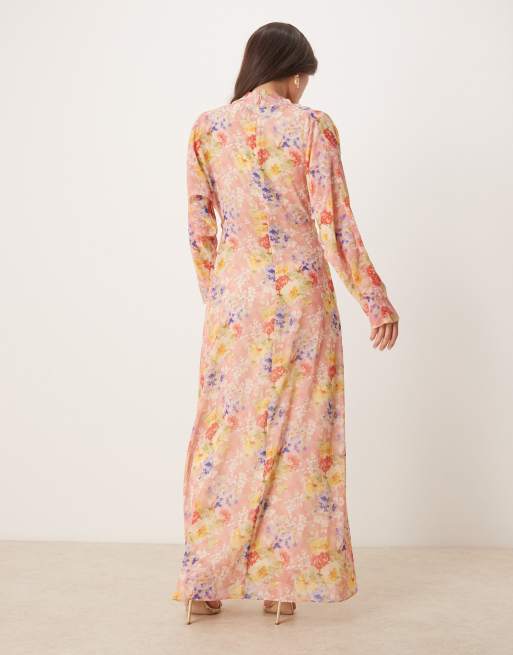 ASOS DESIGN - Robe longue à fleurs avec col montant, 3 de 4