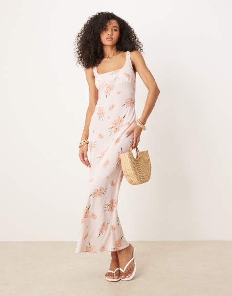 ASOS DESIGN - Robe longue à imprimé fleuri avec buste froncé et dos bénitier - view 1